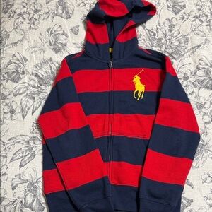 Polo by Ralph Lauren Red and Navy Striped Raincoat